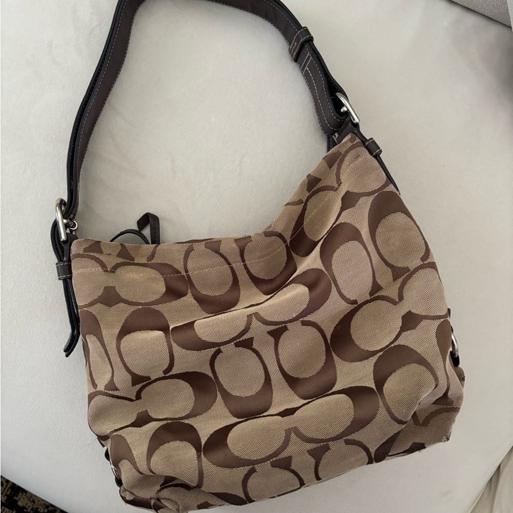 Brown Patterned Shoulder Bag - image 1